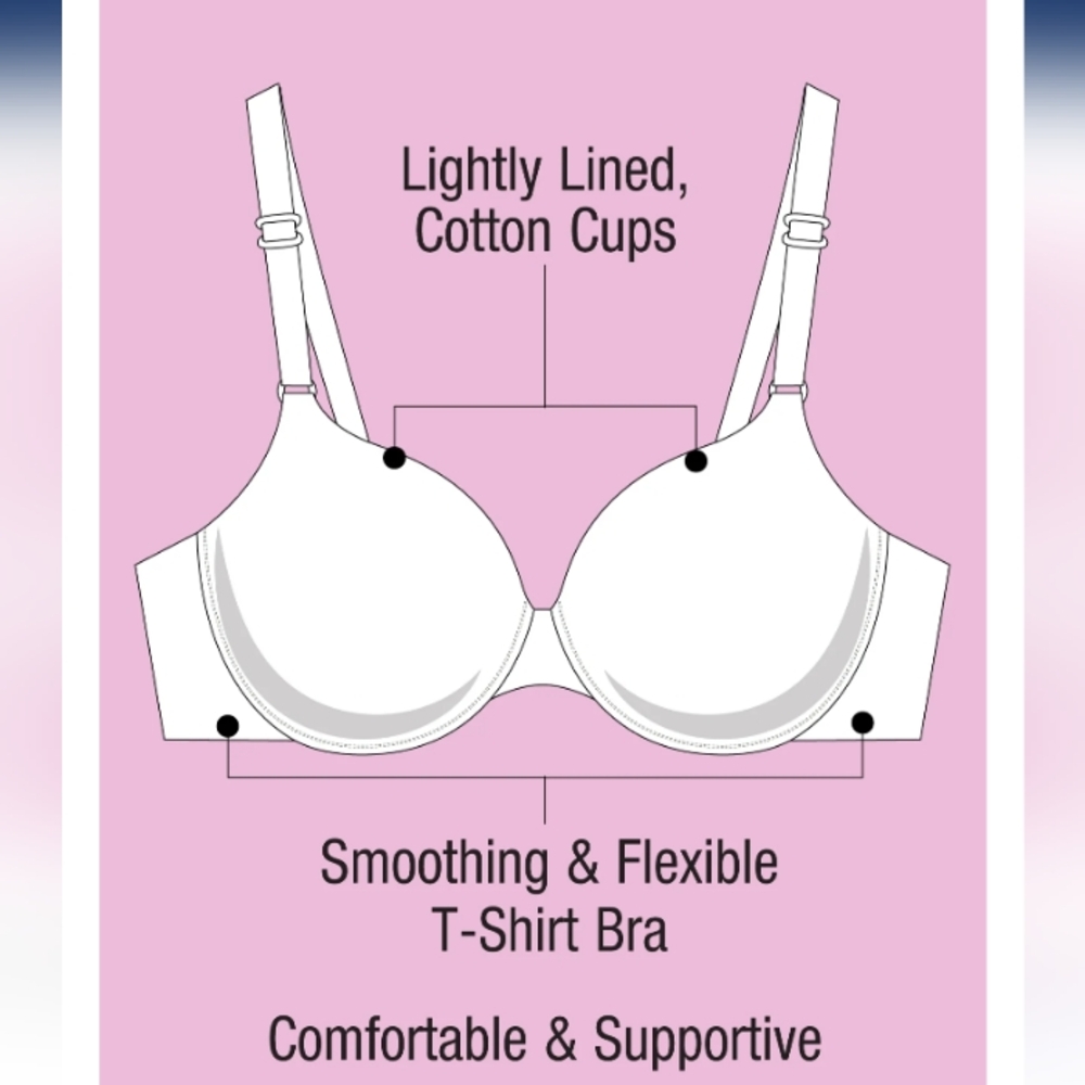 Fruit Of The Loom Tee Shirt Bra 2-Pack   Pink & Grey   Size XXL   NWT - Picture 7 of 16